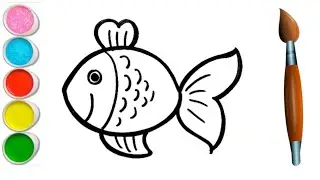 Cute fish drawing for beginners | How to draw fish | Coloring & Painting | Toddlers | Kids Video |
