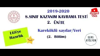 8.sınıf matematik kazanım kavrama testi 2 (MEB)(2.kısım) kareköklü sayılar/veri