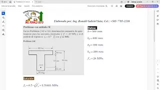 Ejercicio de Concreto, cálculo de momento de agrietamiento de viga T