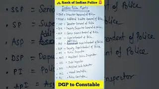 🚨Ranks of Indian Police Service 🚨- Full Form #ips #wbp