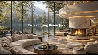 Cozy Living Room Jazz Music By The Fireplace | Gentle Jazz In Calm Forest Ambience For Relaxing Mind