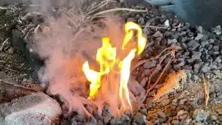 Lighting the old Tinwell village forge for the last time