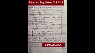 Rules and Regulations Of School in English