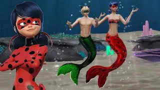 Miraculous Ladybug and Cat Noir MERMAID Transformation 🐞Underwater🐞 THE SIMS 4