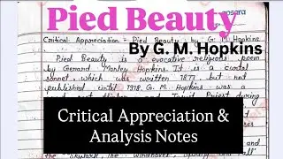 Pied Beauty by G M Hopkins critical appreciation & analysis Notes in English 