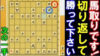 (将棋・やさしい次の一手）馬取りです！切り返して勝って下さい！