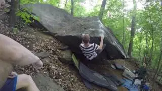 Highbridge Park Bouldering - Thousand Spiders Boulder - Wolf Spider Campus Topout V5