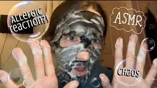 *ASMR FAIL* face mask allergy?!😰 (bubbles, hand sounds + PANIC😂✨)