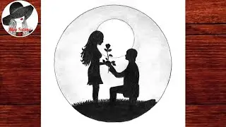 Pencil drawing in a circle | Romantic couple drawing #Shorts #YouTubeShorts