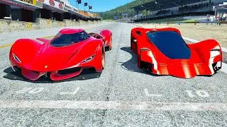 Ferrari Marte 2050 Concept vs 2025 Ferrari Piero T2 LM Stradale LMP1 at Monza