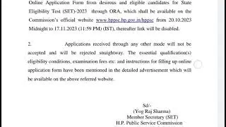HP SET 2023 Notification released
