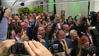 Germany's Green Party celebrate initial exit polls