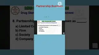 MRB PHARMACIST EXAM PREPARATION NOTES PARTNERSHIP BUSINESS DRUG STORE MANAGEMENT TNSWP