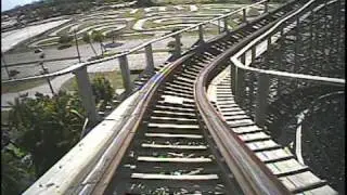 Dania Beach Hurricane Wooden Roller Coaster POV Front Seat Boomers Florida