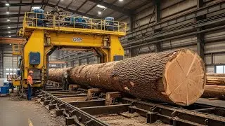 Inside the largest sawmill – The process of producing solid wood from large logs (Full Process)