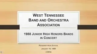All West Tennessee Junior Honor Band, Blue Band, January 16, 1988