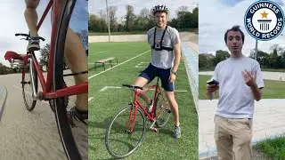 Farthest distance cycling no handed with one leg in one hour - Guinness World Record