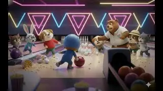 Веселая игра в боулинг с мультяшной семьей The Moody Pups.