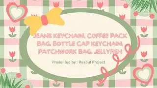 Jeans Keychain, Coffee pack bag, Bottle Cap Keychain, Patchwork bag, jellyfish