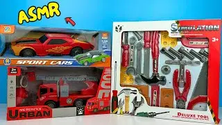ASMR Unboxing Screwdriver Nuts Tools Playset, RC Hot Wheels Sports Car, RC Construction Truck