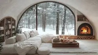 🌙 WINTER PIANO DREAMS | WHITE ROOM AMBIENCE & WARM FIREPLACE | SLEEP FOCUS MEDITATION