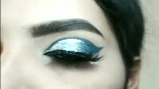 Navy Blue Silver liquid eyeshadow makeup tutorial 