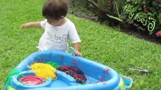 Toddler Play with Colored Pasta