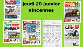 Journaux le veinard  weekend  paris course paris Turf  jeudi 29 janvier 2026 Vincennes 