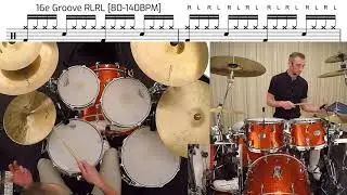 De Basis 16e Groove RLRL in 1 min - Online Drumles