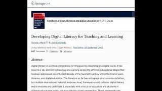 Videopaper Developing Digital Literacy for Teaching and Learning&rsquo;