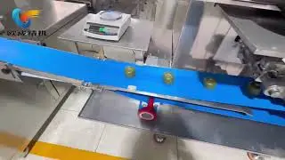 Two-hopper encrusting machine in operation. 