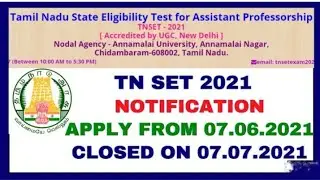 TN SET- 2021 | Notification Details