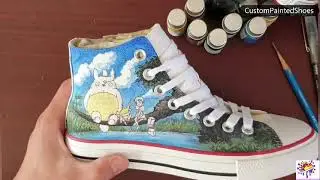 Hand Painted Anime Shoes Totoro #custompaintedshoes