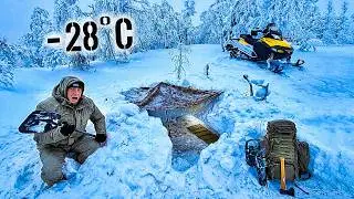 24h &Uuml;BERLEBEN bei -28&deg;C mit Schneemobil in SCHWEDEN | Survival Mattin