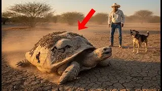 El vaquero cansado y su perro se acercan al bosque seco &mdash; y descubren tortuga gigante suplicando aux
