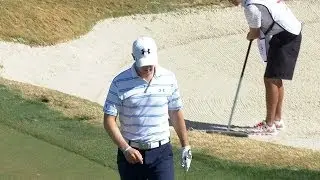 Jordan Spieth holes bunker shot to save par at Accenture