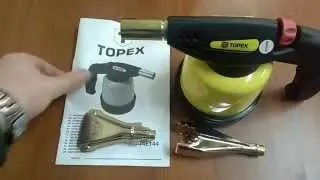 Лампа 44E144 Topex паяльная газовая, картриджи 190 г, 2 дополнительные насадки