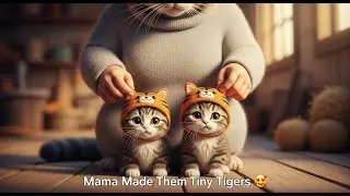 Mama Cat Trims Fur on the Farm and Makes Tiger Hat For Kittens At Home
