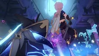 Genshin Impact Traveler vs Abyss Herald Fight Cutscene