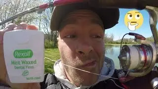 Catching Fish with DENTAL FLOSS in Fishing Line Challenge!?!