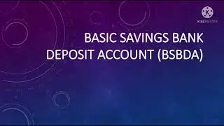 BASIC SAVINGS BANK DEPOSIT ACCOUNT (BSBDA)
