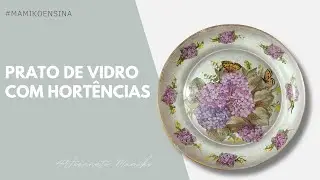 Prato de Vidro com Hortências