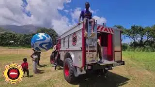 Children exploring the AFR Unimog Fire Truck, sparking curiosity & confidence.