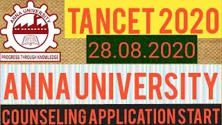 TANCET 2020 counseling application starting date details