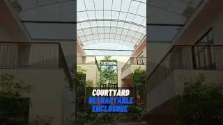 Courtyard retractable roof with one touch control #retractableroof #architectureindia