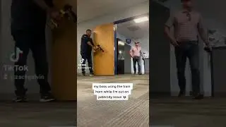 MY BOSSES MOST VIRAL TIKTOK SCARE! #trainhornprank