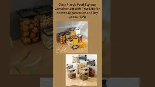 Clear Plastic Food Storage Container Set with Pour Lids for Kitchen Organization and Dry Goods-1 Pc
