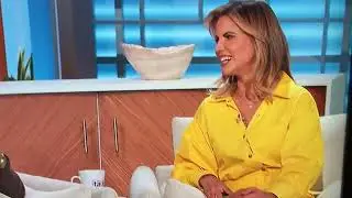 Natalie Morales of The Talk in Big Bird - yellow dress showing off legs. {10/20/23}