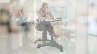 EHO Classics XL Pneumatic Mobile Laptop Desk Cart Computer Standing Desk