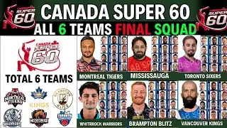 Canada Super 60 T10 League 2025 Squads  | Canada Super 60 2025 all 6 teams squads | T10 League